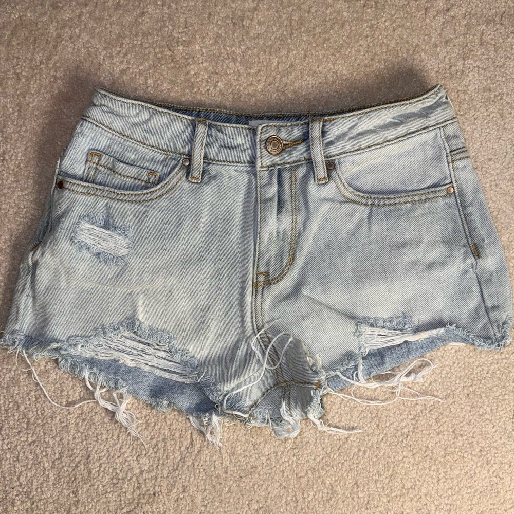 PacSun Festival High Waist Distressed Denim Shorts